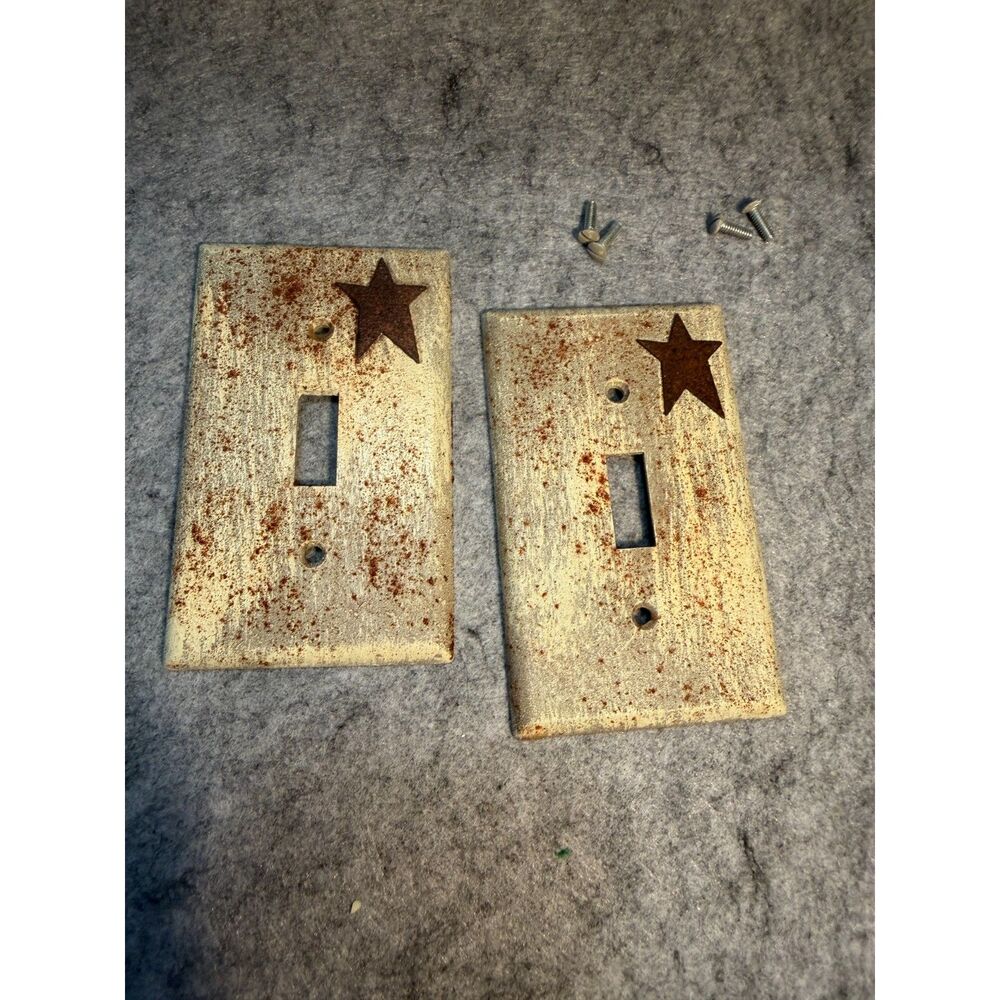 Pair of Primitive Country Star Light Switch Plates